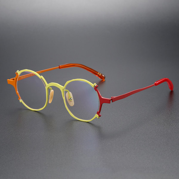 Round Titanium Glasses LE1240_Yellow & Red