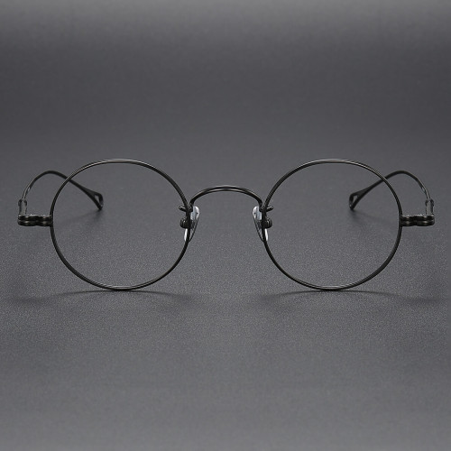 Round Titanium Glasses LE1178_Black