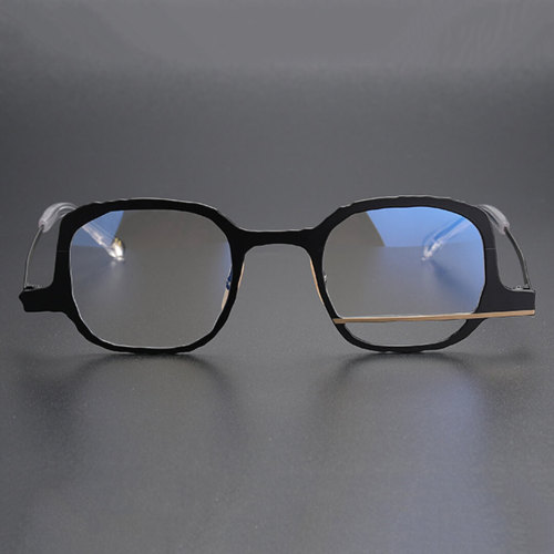 Square Titanium Glasses LE1230_Black & Gold