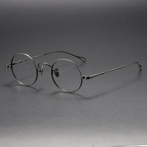 Round Titanium Glasses LE1178_Gunmetal