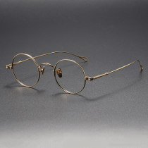 Round Titanium Glasses LE1178_Gold Round Titanium Glasses LE1178_Gold