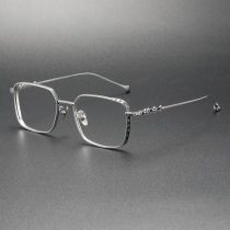 Square Titanium Glasses LE1206_Black & Silver Square Titanium Glasses LE1206_Black & Silver