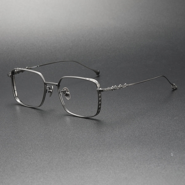 Square Titanium Glasses LE1206_Gunmetal