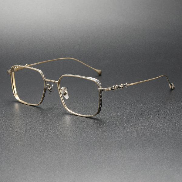 Square Titanium Glasses LE1206_Black & Gold