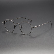 Round Titanium Glasses LE1244_Gunmetal