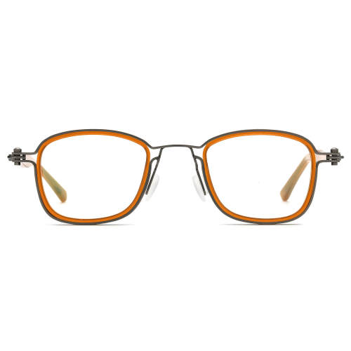 Square Metal Eyeglasses Frame LE0519_Orange