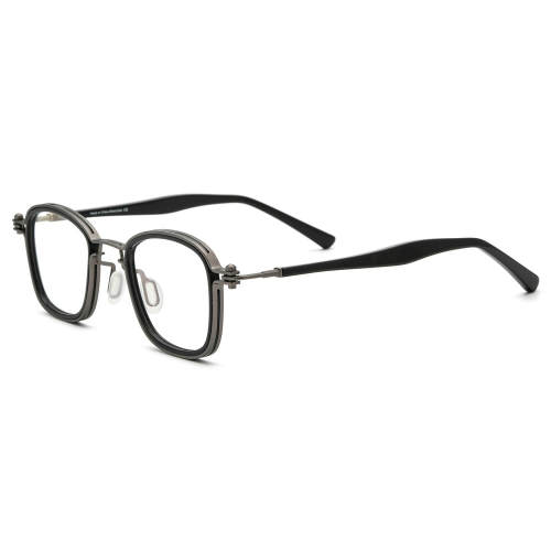 Square Metal Eyeglasses Frame LE0519_Black