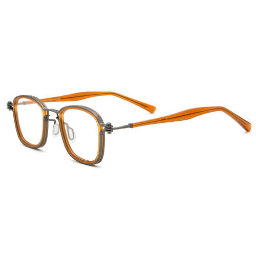 Square Metal Eyeglasses Frame LE0519_Orange