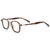 Square Metal Eyeglasses Frame LE0519_Tortoise