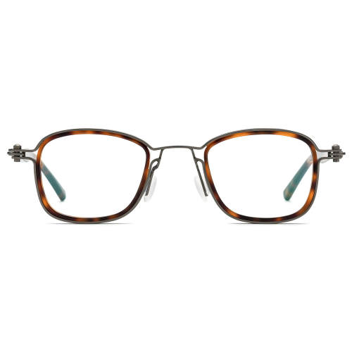 Square Metal Eyeglasses Frame LE0519_Tortoise