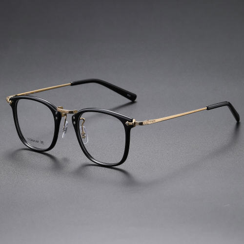 Acetate & Titanium Eyeglasses LE0341_Black & Gold