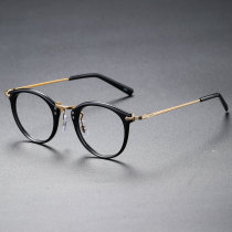 Acetate & Titanium Eyeglasses LE0334_Bright Black & Gold