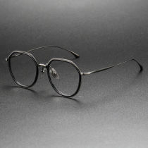Acetate & Titanium Eyeglasses LE0293_Black & Gunmetal