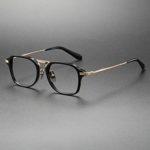 Acetate & Titanium Eyeglasses LE0324_Black & Gold