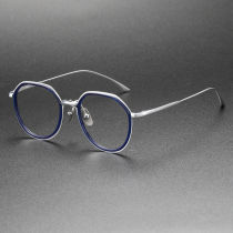 Acetate & Titanium Eyeglasses LE0293_Blue & Silver