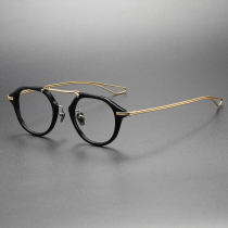 Acetate & Titanium Eyeglasses LE0319_Black - Gold