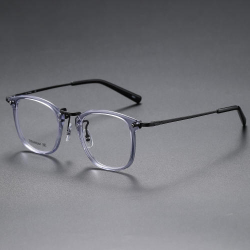Acetate & Titanium Eyeglasses LE0341_Clear Gray & Black