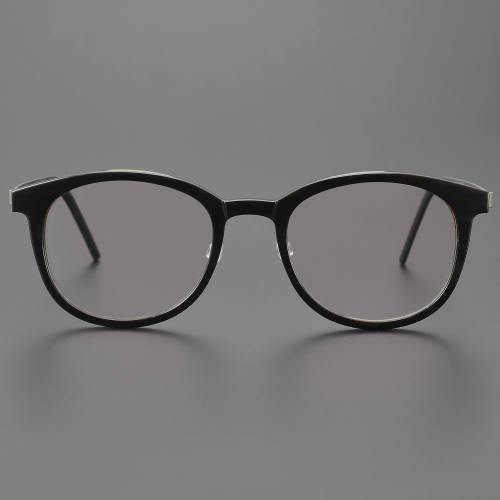 Round Genuine Natural Horn Rim Glasses LH7008_Black