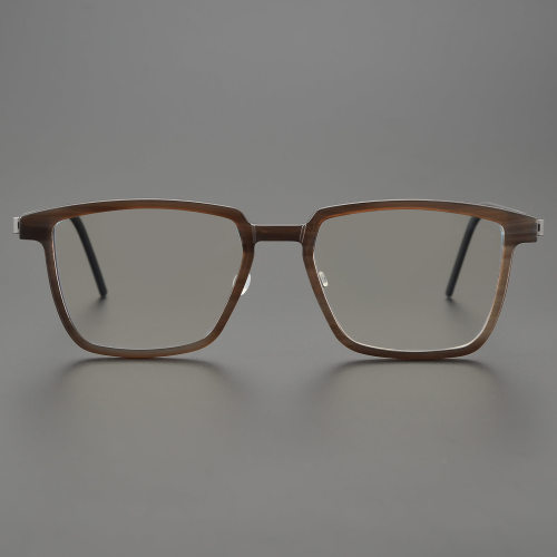 Square Genuine Natural Horn Rimmed Glasses LH7001_Dark Brown