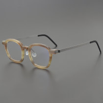 Square Genuine Natural Horn Rim Glasses LH7006_Light Brown