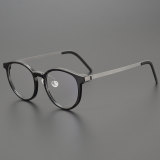 Round Genuine Natural Horn Rim Glasses LH7010_Black