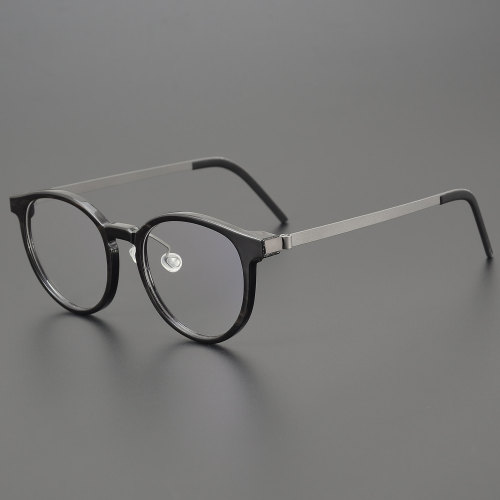 Round Genuine Natural Horn Rim Glasses LH7010_Black