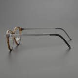 Round Genuine Natural Horn Rim Glasses LH7008_Light Brown