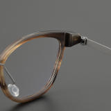 Cat Eye Genuine Natural Horn Rim Glasses LH7005_Light Brown