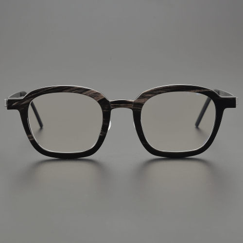 Square Genuine Natural Horn Rim Glasses LH7006_Striped Black