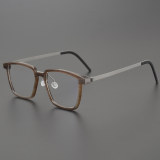 Square Genuine Natural Horn Rimmed Glasses LH7001_Dark Brown