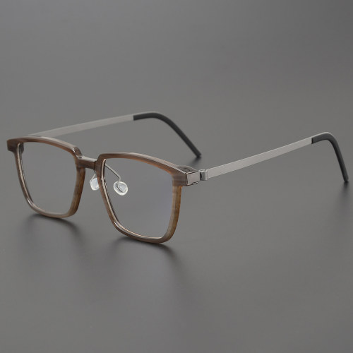 Square Genuine Natural Horn Rimmed Glasses LH7001_Dark Brown