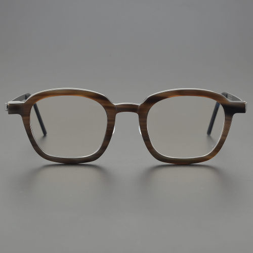 Square Genuine Natural Horn Rim Glasses LH7006_Dark Brown