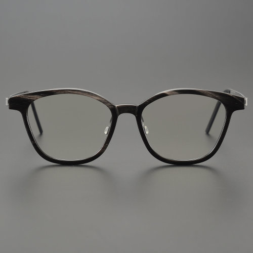 Cat Eye Genuine Natural Horn Rim Glasses LH7005_Striped Black