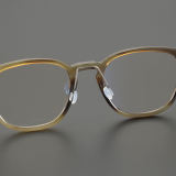 Square Genuine Natural Horn Rimmed Glasses LH7004_Dark Brown