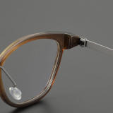 Cat Eye Genuine Natural Horn Rim Glasses LH7005_Dark Brown
