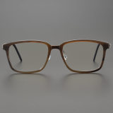 Square Genuine Natural Horn Rim Glasses LH7009_Dark Brown Front View