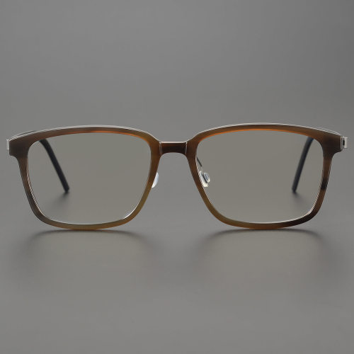Square Genuine Natural Horn Rim Glasses LH7009_Dark Brown