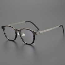 Square Genuine Natural Horn Rimmed Glasses LH7004_Striped Black