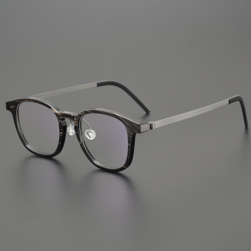 Square Genuine Natural Horn Rimmed Glasses LH7004_Striped Black
