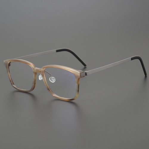 Square Genuine Natural Horn Rim Glasses LH7009_Light Brown