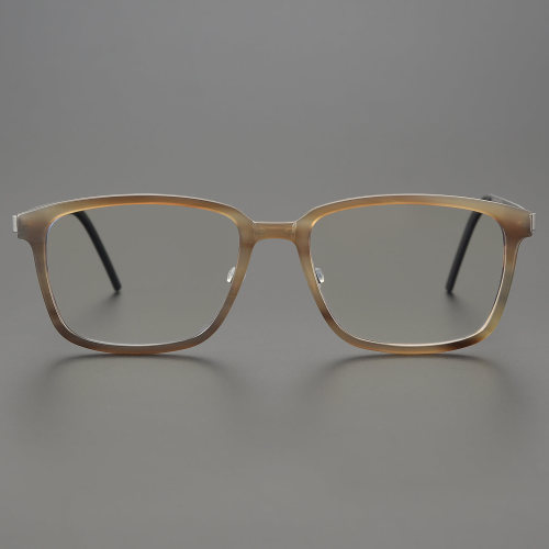 Square Genuine Natural Horn Rim Glasses LH7009_Light Brown