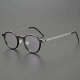 Round Genuine Natural Horn Rimmed Glasses LH7002_Black