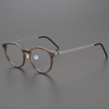 Round Genuine Natural Horn Rim Glasses LH7010_Brown