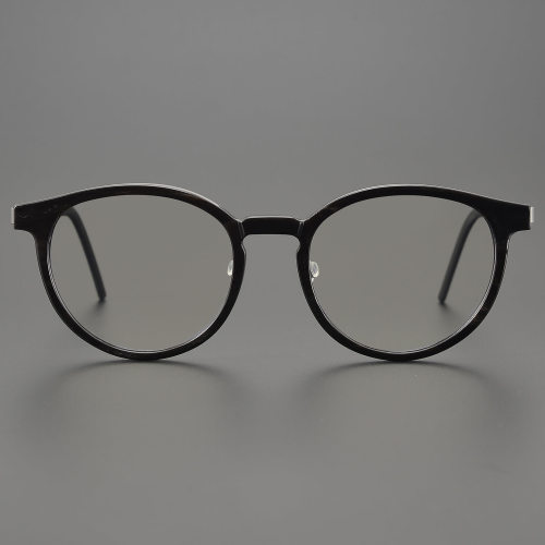 Round Genuine Natural Horn Rim Glasses LH7010_Black