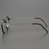 Round Genuine Natural Horn Rimmed Glasses LH7003_Striped Black