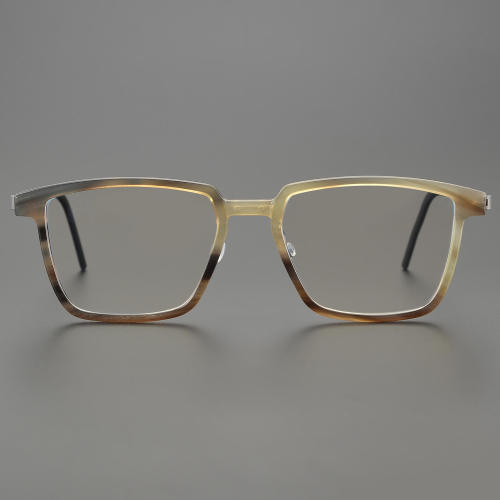 Square Genuine Natural Horn Rimmed Glasses LH7001_Light Brown