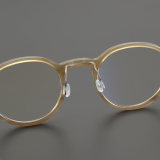 Round Genuine Natural Horn Rimmed Glasses LH7002_Light Brown