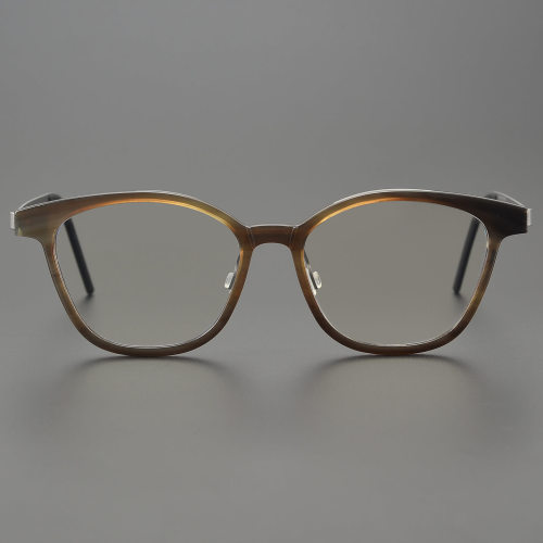 Cat Eye Genuine Natural Horn Rim Glasses LH7005_Dark Brown