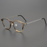 Square Genuine Natural Horn Rimmed Glasses LH7004_Dark Brown
