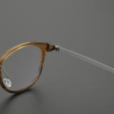 Round Genuine Natural Horn Rim Glasses LH7008_Light Brown